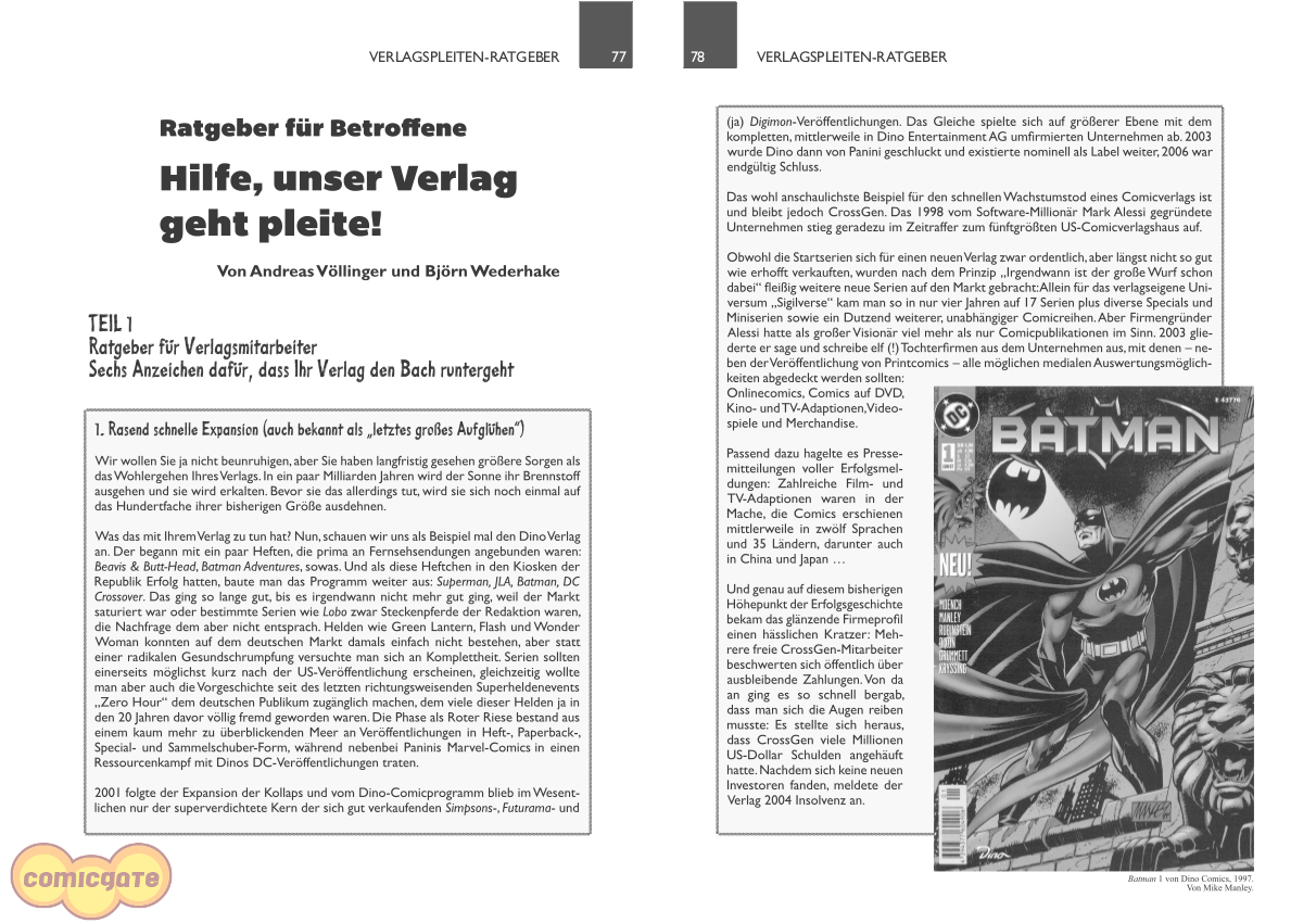 Comicgate-Magazin 7: Hilfe, unser Verlag geht Pleite!