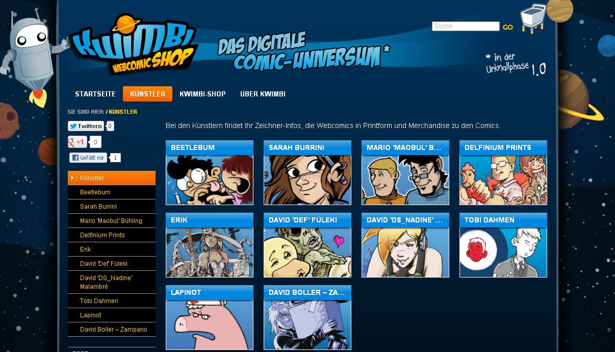Screenshot der Kwimbi-Künstlerseite